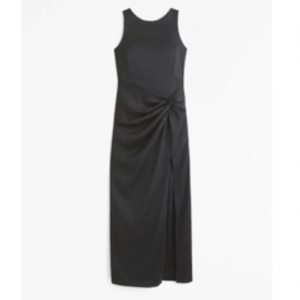 Abercrombie & Fitch Black Sleeveless Maxi with Side Twist